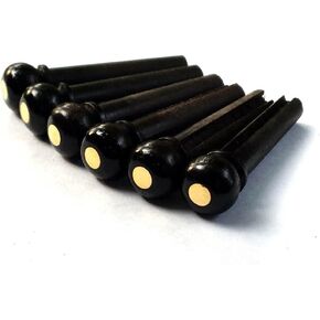 MUSICAL STRING Ebony Guitar Bridge Pins with Brass Dot High Quality 6 pcs (1 Set)