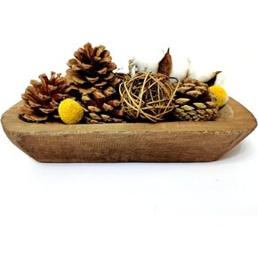 Wooden Dough Bowl Decor, Vintage Wooden Bowl Hand Carved Home Decor for Dining Table Center, Living Room, Kitchen Decor. (30inch brown)