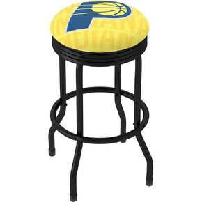 Trademark Global Bar Stool - Indiana Pacers City Stool with Retro Black Ribbed Side - Swivel Chair for Game Room, Garage, or Home Bar