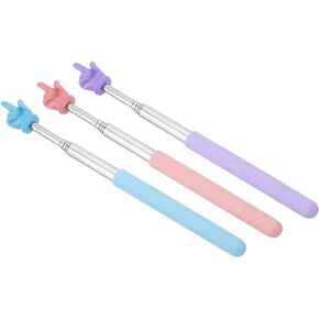 PATIKIL Telescopic Teachers Pointer Stick, 3 Pcs Classroom WhiteBoard Teacher Hand Finger Mini Pointer for Presentation Speaker, Blue Pink Purple Style2