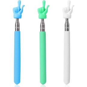 3pcs Teachers Pointer Sticks, Telescopic Teachers Pointer for Classroom Presentation Whiteboard Extendable Pointing Stick for Teachers Speakers (White, Blue, Green)