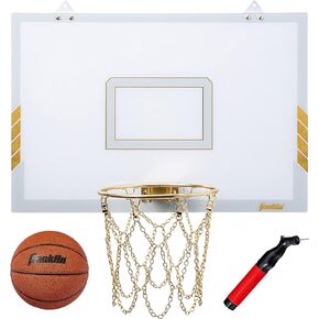 Franklin Sports Mini Basketball Hoop - Premium Gold Chrome Wall Mounted Backboard Mini Hoop with Rim + Net - Mini Ball Included - Perfect Bedroom Accessory