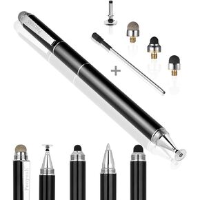 Penyeah Stylus Pen, 4 in 1 Disc Stylus Pens for Touch Screens, High Precision and Sensitivity Universal Capacitive Stylus, Stylist for Tablets,iPhone,iPad,Laptops with 4 Replacement Tips - Black