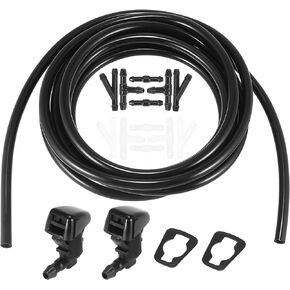 ACROPIX Front Windshield Washer Hose Kit Fit for Ford Edge with 3 Meter Washer Fluid Hose 12 Pcs Hose Connectors - Pack of 15 Black