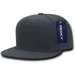 DECKY 1098-CHA 7 Panel Cotton Snapbacks, Charcoal