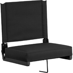 Flash Furniture Grandstand Portable Stadium Seats for Bleachers or Benches, Folding Padded Stadium Chairs with Handle, Pack of 2, 500 lb. Weight Capacity, Black in Kuwait