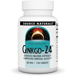 Source Naturals Ginkgo-24 - Ginkgo Biloba Extract 40 mg Supports Mental Acuity - 120 Tablets