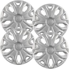 Premium Quality 16 inch Silver Hubcaps fits 2015 2016 2017 2018 2019 2020 2021 2022 2023 Ford Transit Van, Heavy Duty Solid Clip Construction (Set of 4) (7068AMS-4)