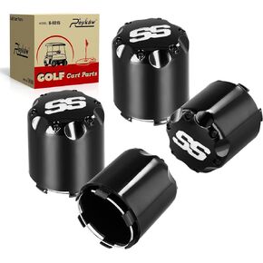 Roykaw Golf Cart SS Wheel Center Cap Cover Universal Compatible with EZGO, Club Car and Yamaha Vehicles, Black Hub Caps Fit for Most 8/10/12 Inch Wheel, 4 PCS