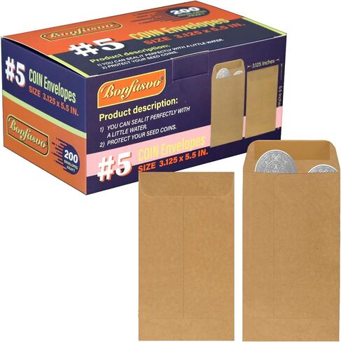 200 Pack #7 Kraft coin envelope 3.5 x 6.5 inches Kraft Envelopes Classic Small Parts Envelopes with Self Adhesive Gummed Flap for Coins Cash Credit Cards Seeds in Saudi Arabia