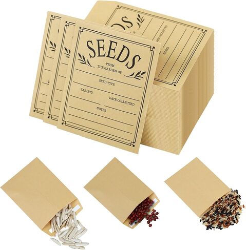 100 قطعة من مغلفات البذور من LONCHDAN، مغلفات بذور ذاتية اللصق، 4.7 × 3.1 بوصة، مغلفات حفظ بذور كرافت، أكياس بذور بنية لتخزين بذور الخضروات والزهور in Kuwait