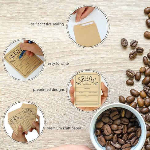 100 قطعة من مغلفات البذور من LONCHDAN، مغلفات بذور ذاتية اللصق، 4.7 × 3.1 بوصة، مغلفات حفظ بذور كرافت، أكياس بذور بنية لتخزين بذور الخضروات والزهور in Kuwait