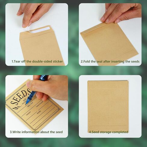 100 قطعة من مغلفات البذور من LONCHDAN، مغلفات بذور ذاتية اللصق، 4.7 × 3.1 بوصة، مغلفات حفظ بذور كرافت، أكياس بذور بنية لتخزين بذور الخضروات والزهور in Kuwait