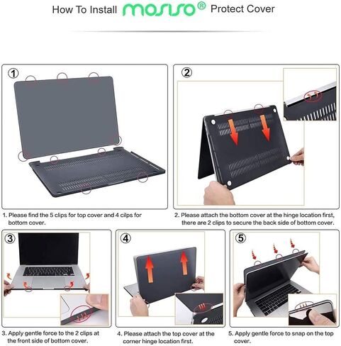 حافظة MOSISO متوافقة مع جهاز MacBook Pro مقاس 16 بوصة إصدار 2020 2019 A2141 مع شريط اللمس، وغطاء صلب من البلاستيك الواقي للغاية وغطاء لوحة المفاتيح، أسود in Kuwait