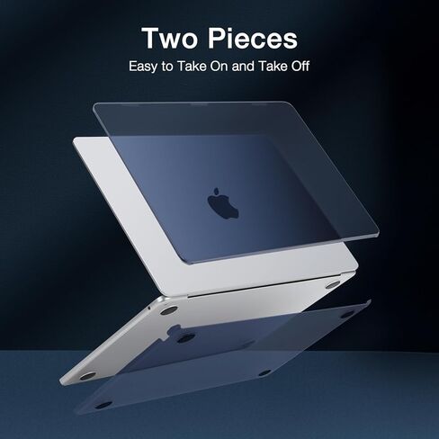MOSISO Compatible with MacBook Air 15 inch Case 2023 2024 Release M3 A3114 M2 A2941, Ultra-Thin Natural Original Color Plastic Hard Shell Case & Keyboard Cover & Type C Adapter 2 Pack, Midnight Blue in Kuwait