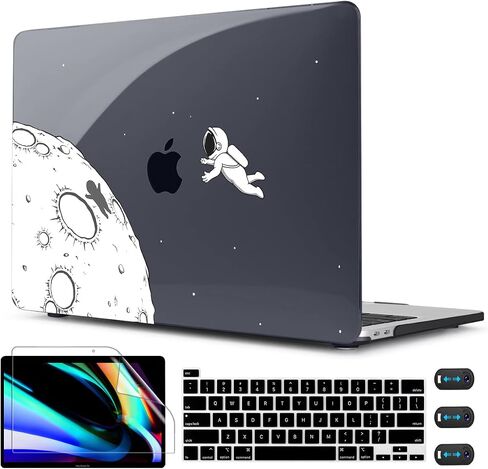 حافظة CISSOOK سوداء لرائد الفضاء متوافقة مع MacBook Pro 13 بوصة 2023 2022 2021 2020 الإصدار M2 A2338 M1 A2251 A2289، غلاف صلب من البلاستيك مع غطاء لوحة المفاتيح لجهاز MacBook Pro 13 2022 مع شريط اللمس in Kuwait