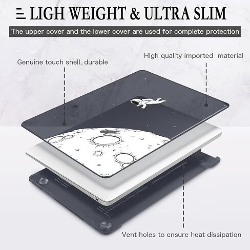 حافظة CISSOOK سوداء لرائد الفضاء متوافقة مع MacBook Pro 13 بوصة 2023 2022 2021 2020 الإصدار M2 A2338 M1 A2251 A2289، غلاف صلب من البلاستيك مع غطاء لوحة المفاتيح لجهاز MacBook Pro 13 2022 مع شريط اللمس in Kuwait