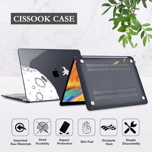 حافظة CISSOOK سوداء لرائد الفضاء متوافقة مع MacBook Pro 13 بوصة 2023 2022 2021 2020 الإصدار M2 A2338 M1 A2251 A2289، غلاف صلب من البلاستيك مع غطاء لوحة المفاتيح لجهاز MacBook Pro 13 2022 مع شريط اللمس in Kuwait