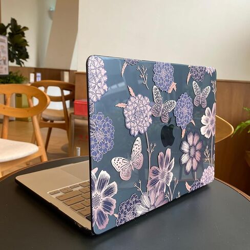 Teryeefi for M1 M2 MacBook Pro 13 inch Case 2022 2020-2016 Release (Model A2338 A2289 A2251 with Touch Bar), Plastic Hard Shell Case & Keyboard Cover & Screen Protector, Gold Flowers in Saudi Arabia