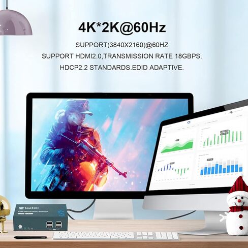 2 شاشات 2 جهاز كمبيوتر KVM Switch USB 3.0،2 منافذ USB 3.0 شاشات مزدوجة KVM Switches 4K @ 60 هرتز، مفتاح زر HDMI 2.0 KVM، مع 4 كابلات HDMI، 2 كابلات USB، 1 كابلات USB صغيرة in Kuwait