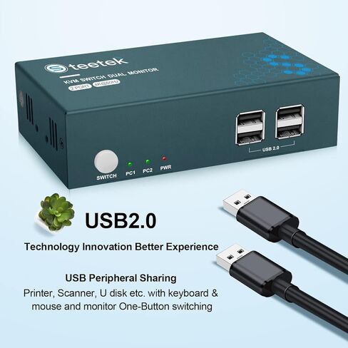 2 شاشات 2 جهاز كمبيوتر KVM Switch USB 3.0،2 منافذ USB 3.0 شاشات مزدوجة KVM Switches 4K @ 60 هرتز، مفتاح زر HDMI 2.0 KVM، مع 4 كابلات HDMI، 2 كابلات USB، 1 كابلات USB صغيرة in Kuwait