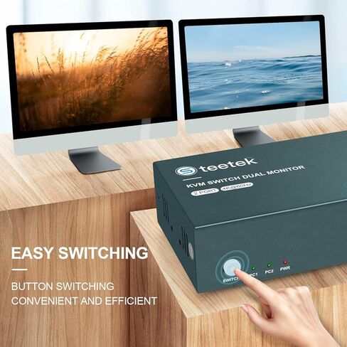 2 شاشات 2 جهاز كمبيوتر KVM Switch USB 3.0،2 منافذ USB 3.0 شاشات مزدوجة KVM Switches 4K @ 60 هرتز، مفتاح زر HDMI 2.0 KVM، مع 4 كابلات HDMI، 2 كابلات USB، 1 كابلات USB صغيرة in Kuwait