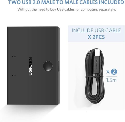 UGREEN USB Sharing Switch USB 2.0 Peripheral Switcher Adapter Box 2 Computer Share 1 USB Device Hub for Printer Scanner with 2 Pack USB 2.0 Male Cable in Saudi Arabia