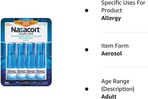 Nasacort Allergy 24 Hour, 0.57 Fluid Ounce, ApMpGI 4 Pack (120 Sprays/pack) in Saudi Arabia