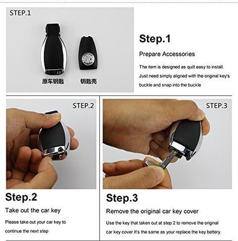 YEEBEY New Metal Badge Key Cover Compatible with A, B, C, E, S, G, SLK, GLK,CLA, CLS A/G Key Cover A0008900023 in Saudi Arabia