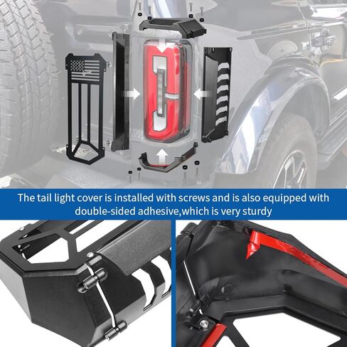 MSIZOY Aluminum Tail Light Protector Trim Cover Rear Light Lamps Guards Compatible with for 2021 2022 2023 2024 Ford Bronco 2/4 Door Exterior Accessories,Flag Style in Saudi Arabia