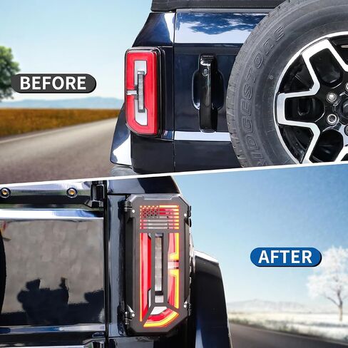 MSIZOY Aluminum Tail Light Protector Trim Cover Rear Light Lamps Guards Compatible with for 2021 2022 2023 2024 Ford Bronco 2/4 Door Exterior Accessories,Flag Style in Saudi Arabia