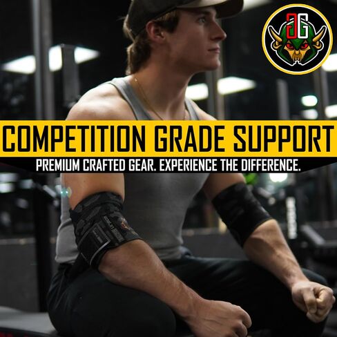 42" 4x Super Heavy Duty Competition Grade Weightlifting/Powerlifting Elbow Wraps - #1 Powerlifting/Weightlifting Elbow Wraps, Bodybuilding Wraps, Joint Support (Green/Purple/Black Camo) in Saudi Arabia