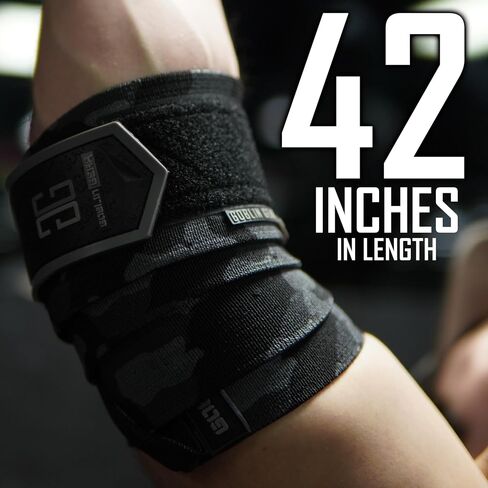 42" 4x Super Heavy Duty Competition Grade Weightlifting/Powerlifting Elbow Wraps - #1 Powerlifting/Weightlifting Elbow Wraps, Bodybuilding Wraps, Joint Support (Green/Purple/Black Camo) in Saudi Arabia