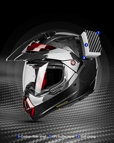 ILM Carbon Fibre Snell M2020D Full Face Motorcycle Adventure Helmet Auto Car Racing for Men Women Dual Sport Off-Road Helmet Model L13 in Kuwait