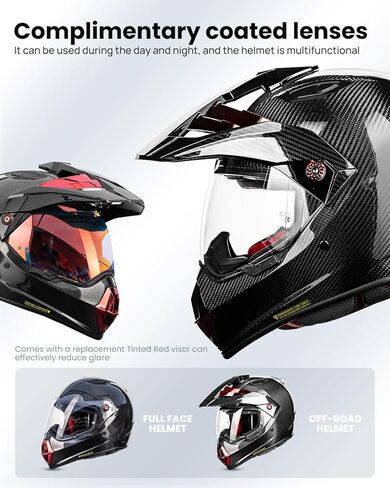 ILM Carbon Fibre Snell M2020D Full Face Motorcycle Adventure Helmet Auto Car Racing for Men Women Dual Sport Off-Road Helmet Model L13 in Kuwait