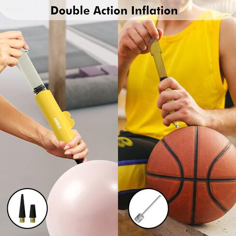 Amble Air Ball Pump for Basketball, Soccer Ball, Volleyball, Football, Balloons Pump Inflator - Portable Hand Exercise Sports Ball Pump Kit with 5 Inflation Needles, Nozzle, Hose & Air Pressure Gauge in Kuwait