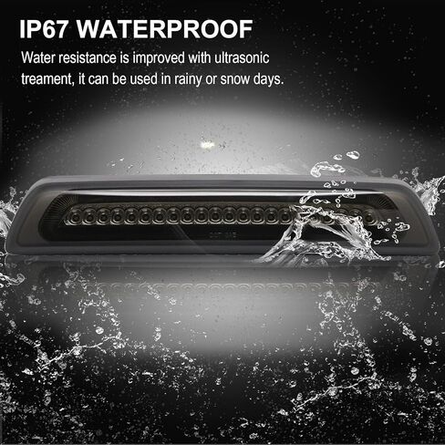 R&F Auto F1 Style Strobe LED استبدال أضواء الفرامل الثالثة لسيلفرادو سييرا 1500 2500HD 3500HD 2014-2019 سقف البضائع الخفيفة ارتفاع جبل وقف مصباح الفرامل الثالثة ضوء بيك اب شاحنة عدسة مدخنة in Kuwait