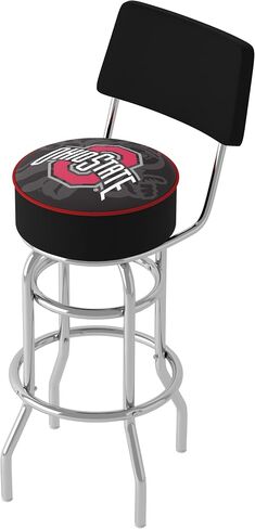 Trademark Gameroom Bar Stool - Ohio State University Faded Brutus Stool with Foam Padded Seat and Back - Swivel Chair for Game Room, Garage, or Home Bar in Saudi Arabia