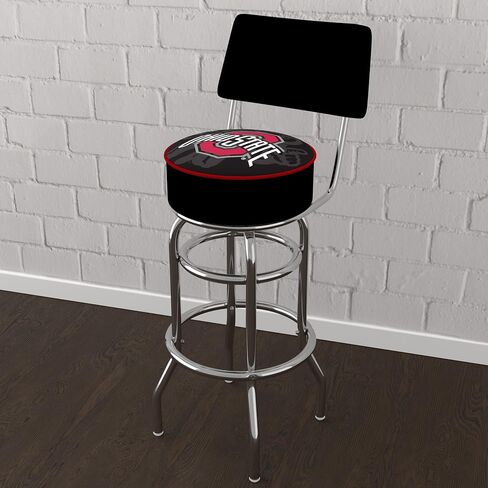 Trademark Gameroom Bar Stool - Ohio State University Faded Brutus Stool with Foam Padded Seat and Back - Swivel Chair for Game Room, Garage, or Home Bar in Saudi Arabia