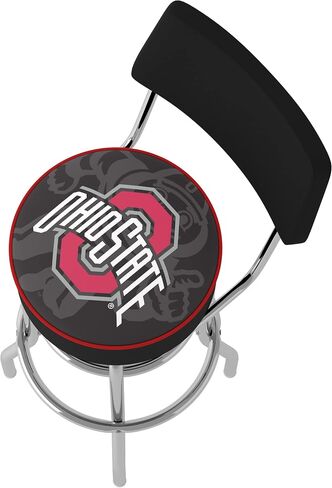 Trademark Gameroom Bar Stool - Ohio State University Faded Brutus Stool with Foam Padded Seat and Back - Swivel Chair for Game Room, Garage, or Home Bar in Saudi Arabia