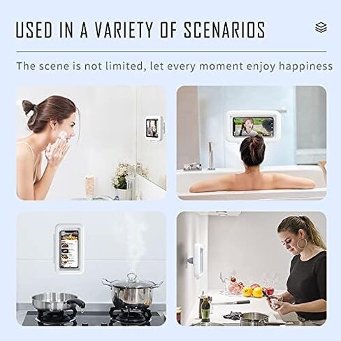 Shower Phone Holder 480 Rotation Phone Stand Case Mount for Bathroom Waterproof Bathtub Kitchen Wall Mirror Compatible with iPhone Samsung All 4.5-7 Inch Smartphones. T-NN (Black) in Kuwait