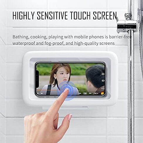 Shower Phone Holder 480 Rotation Phone Stand Case Mount for Bathroom Waterproof Bathtub Kitchen Wall Mirror Compatible with iPhone Samsung All 4.5-7 Inch Smartphones. T-NN (Black) in Kuwait