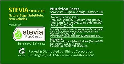 VIANA STEVIA - Guaranteed 100% Pure Granular Stevia Extract Rebaudioside-A (Reb-A) 97%, NO FILLERS, Pocket Size pack, Diet Weight Loss Aid - Pack of 2 in Saudi Arabia