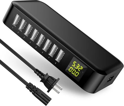 USB Charger, slitinto 60W 12A 8-Port USB Charging Station Multi Port USB Hub Charger Compact Size LCD Display Compatible with iPhone iPad Samsung Kindle Tablet Bluetooth Earbuds and More in Saudi Arabia