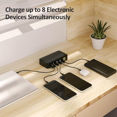 USB Charger, slitinto 60W 12A 8-Port USB Charging Station Multi Port USB Hub Charger Compact Size LCD Display Compatible with iPhone iPad Samsung Kindle Tablet Bluetooth Earbuds and More in Saudi Arabia