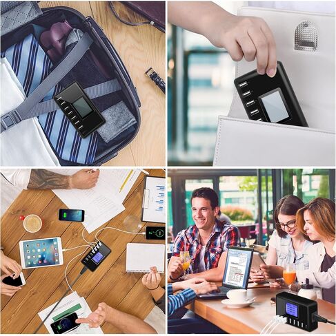USB Charger, slitinto 60W 12A 8-Port USB Charging Station Multi Port USB Hub Charger Compact Size LCD Display Compatible with iPhone iPad Samsung Kindle Tablet Bluetooth Earbuds and More in Saudi Arabia