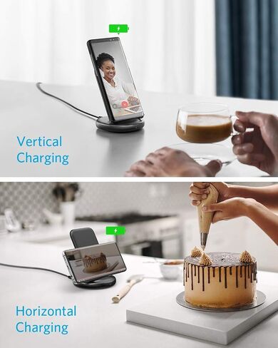 Anker Wireless Charger with Power Adapter, PowerWave II Stand, Qi-Certified 15W Max Fast Wireless Charging Stand for iPhone 14/14 Pro/14 Pro Max/13/13 Pro Max, Galaxy S10 S9 S8, Note 10 Note 9 in Saudi Arabia