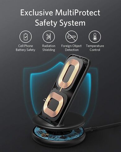 Anker Wireless Charger with Power Adapter, PowerWave II Stand, Qi-Certified 15W Max Fast Wireless Charging Stand for iPhone 14/14 Pro/14 Pro Max/13/13 Pro Max, Galaxy S10 S9 S8, Note 10 Note 9 in Saudi Arabia