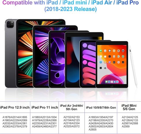 قلم ستايلس لجهاز iPad 2018-2022 مع خاصية رفض راحة اليد، قلم نشط لجهاز Apple iPad 10th/9th/8th/7th/6th Generation، iPad Pro 11/12.9 بوصة، iPad Air 5th/4th/3th Gen، iPad Mini 6th/5th Gen in Kuwait