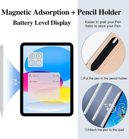 Stylus Pen for iPad11&10thGen,14Mins Faster Charge, with Pencil Holder,Palm Rejection, Tilt Sensitivity, for iPad Air11&13-inch(M3/M2), iPad Pro 11&13-inch (M4),iPad 6-11th,iPad Pro 11/12.9 inch in Kuwait